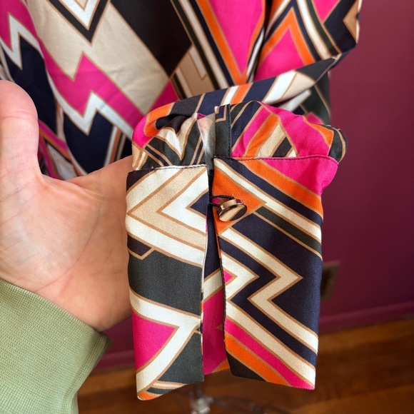 Vilagallo Exclusive Geometric Print Shirt SZ 42 EU Fits LG US Colorful Retro - Picture 5 of 6